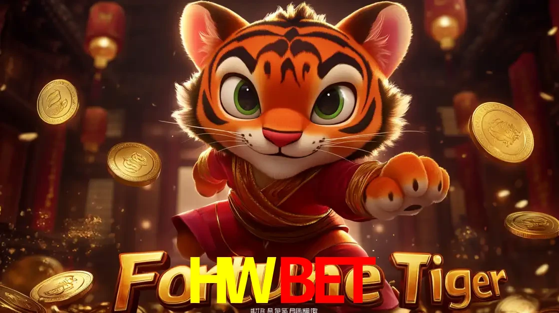 O carismático mascote do jogo de slot Fortune Tiger, um tigre fofo em pose de artes marciais, pronto para trazer sorte e multiplicadores de ganhos no cassino online HWBET.